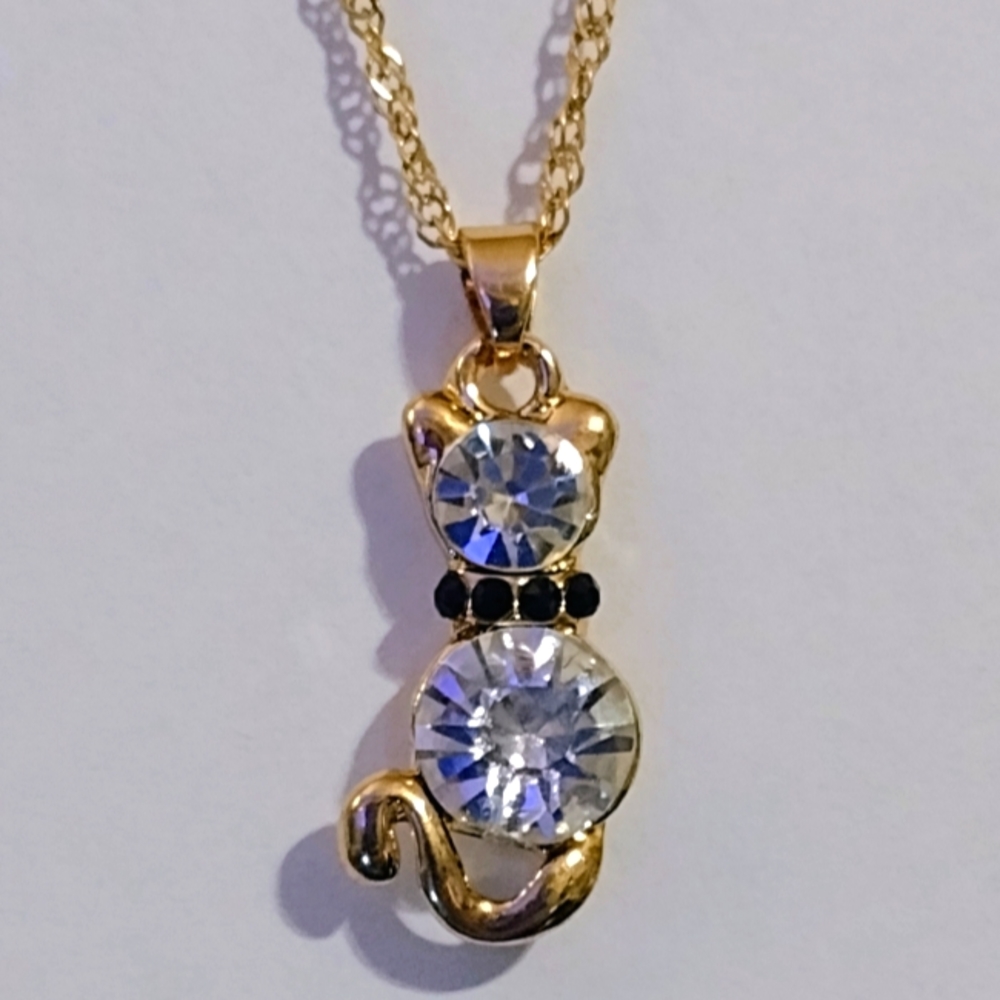 Golden CZ Kitty Necklace